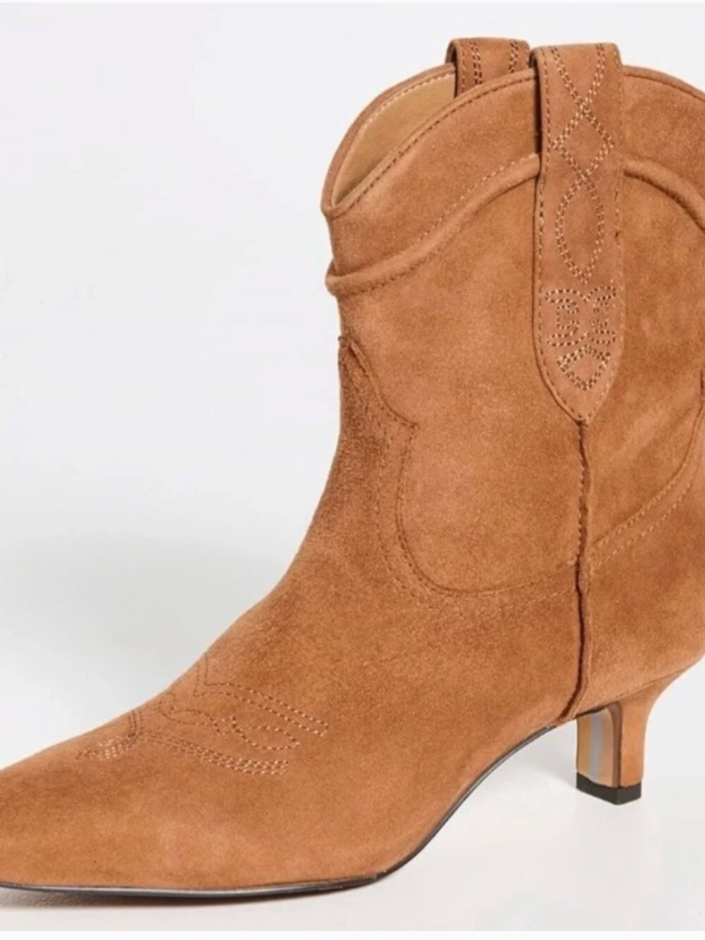 Sam Edelman Taryn Suede Pull On Western Point Squared Toe Kitten Heel Boots 8.5 - Picture 2 of 13